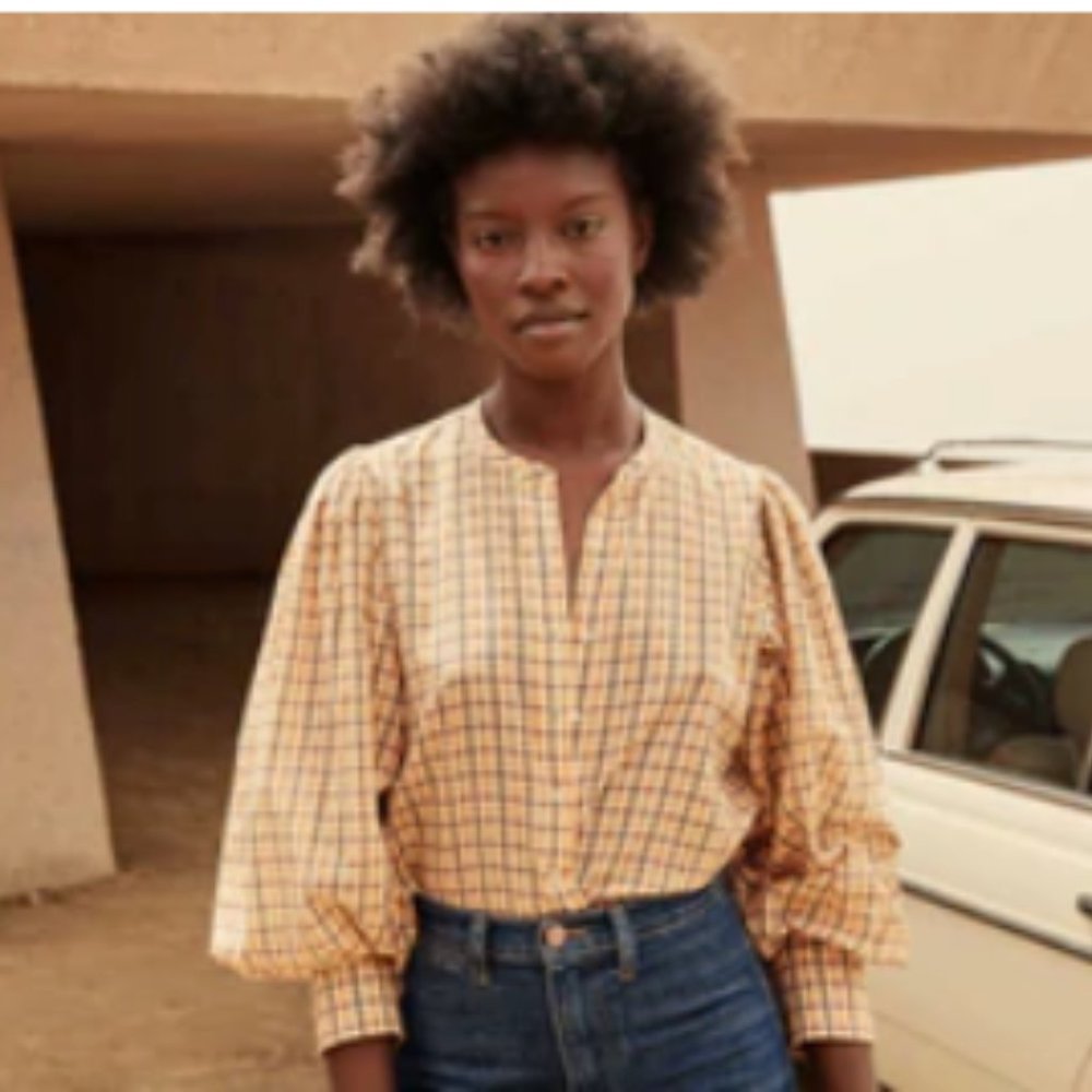 Doen SCARLET TOP -- ORANGE MERINGUE PLAID